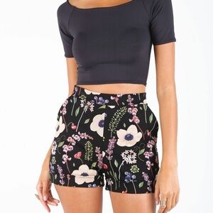 BlackMilk Vintage Bloom High Waisted Cuffed Shorts
